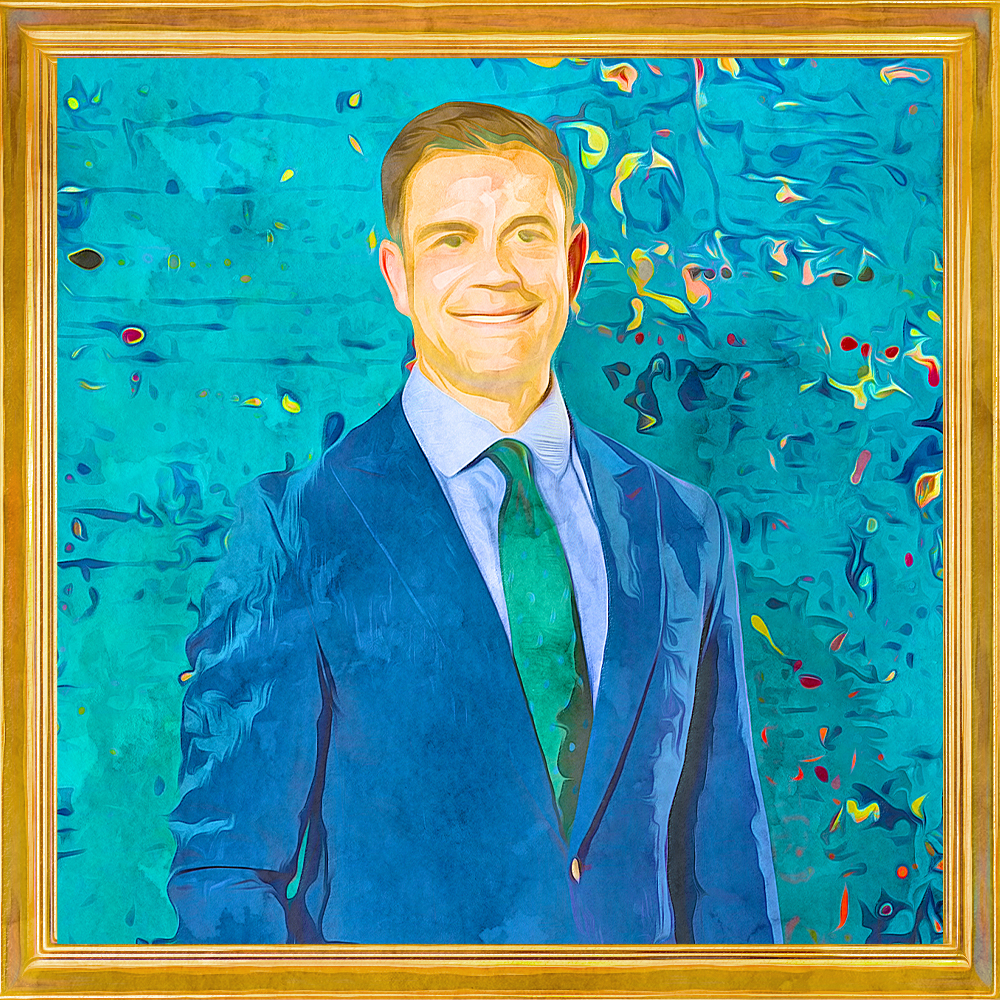 Garrett Walsh, CFA®, MBA headshot painted